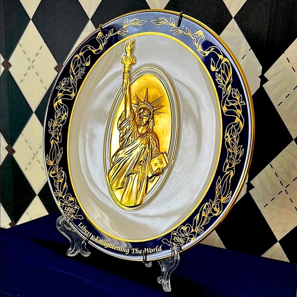 Vintage 24K Gold Statue of Liberty Plate 1886–1986 Ltd Ed USA - Rare Collectible - Picture 8 of 12